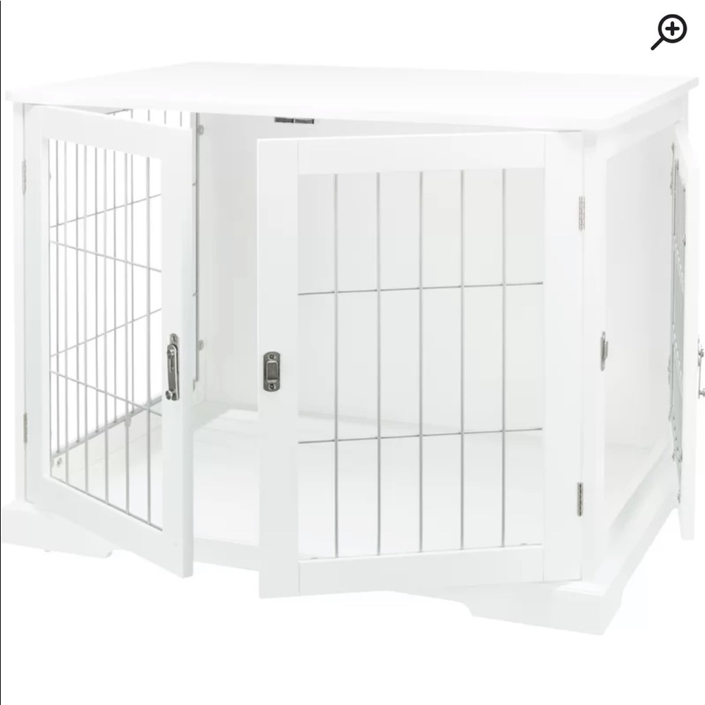 Wood & wire white pet crate